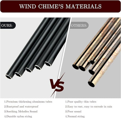 Wind Chimes for Outside, 32" Memorial Wind Chimes for Loss of Loved One Mother Father, Memorial Sympathy Gift Outdoor Garden Patio Decor, Deer Xmas Decorations (Black)