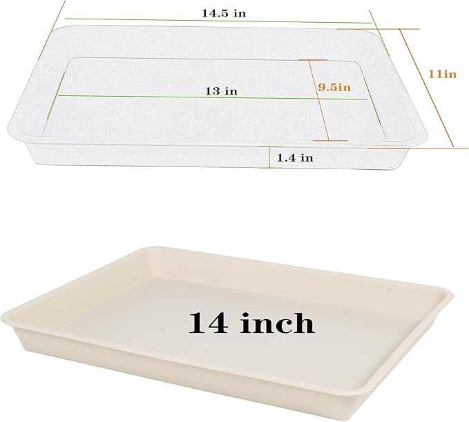 Rectangle Plant Tray, Plant Drip Tray, Plant Pot Saucers, Plant Germination Trays, Plant Saucers, 14.5'' x 11'' x 1.5'' (4 pack), Beige