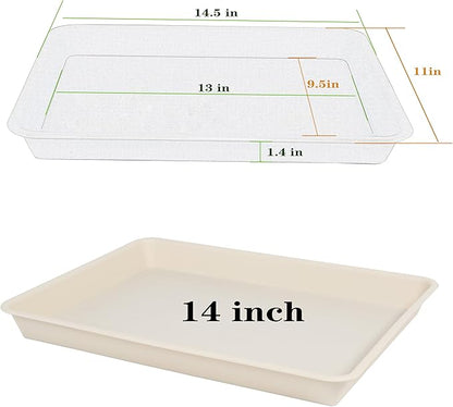 Rectangle Plant Tray, Plant Drip Tray, Plant Pot Saucers, Plant Germination Trays, Plant Saucers, 14.5'' x 11'' x 1.5'' (2 pack), Beige