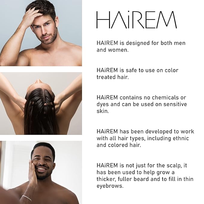 HAiREM™ Botanical Hair Serum, Promotes Hair Growth, Thicker & Fuller Hair, Darkens Grey Hair, For Men & Women - 2oz (3 Bottles)