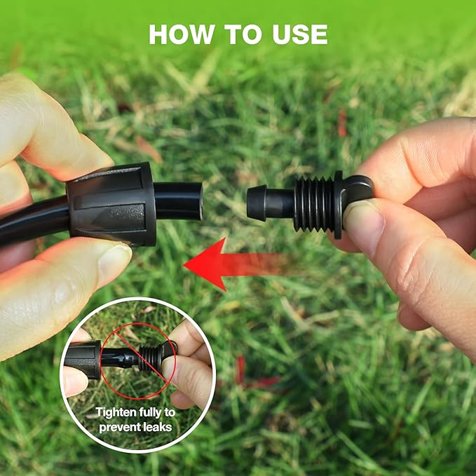 Bonviee 10 Pack 5/16” Drip Irrigation End Cap Connectors, Barbed Lock End Plug Fittings for 5/16 Inch Tubing, Leak-Proof Closure for Garden Hose Drip Line Termination, Easy No-Leak Installation