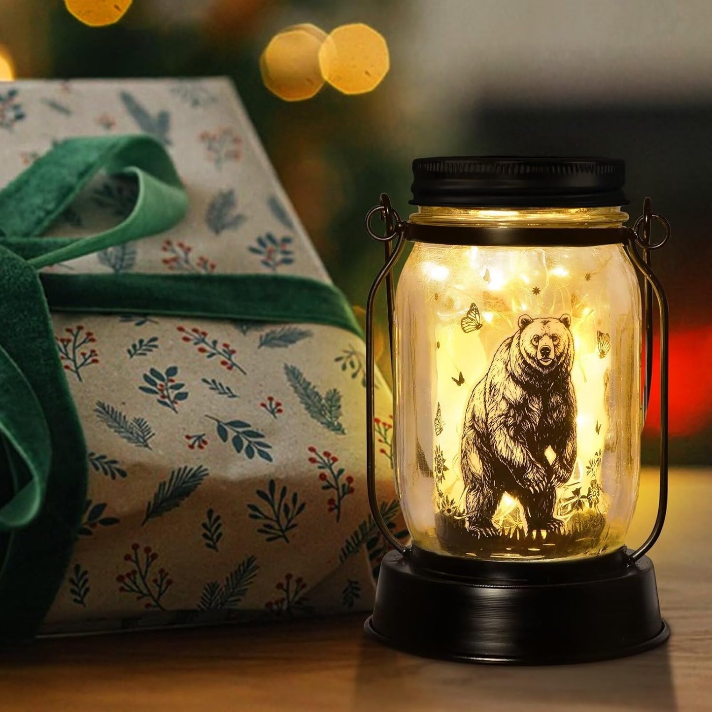 Bear Gifts for Women/Men Bear Lovers Solar Lantern Mom Birthday, Mothers Day, Christmas Gifts, Solar Garden Decoration Outside for Yard, Patio,Backyard,Porch, Torches