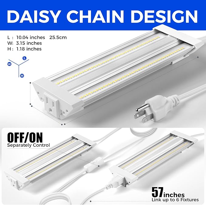 Barrina TX18 1FT Grow Light for Indoor Plants, 72W(4 x 18W, 360W Equivalent), High PPFD, 5000K Full Spectrum Grow Light Strip for Plant Shelves with On/Off Switch, Mechanical Timer, Linkable, 4 Packs