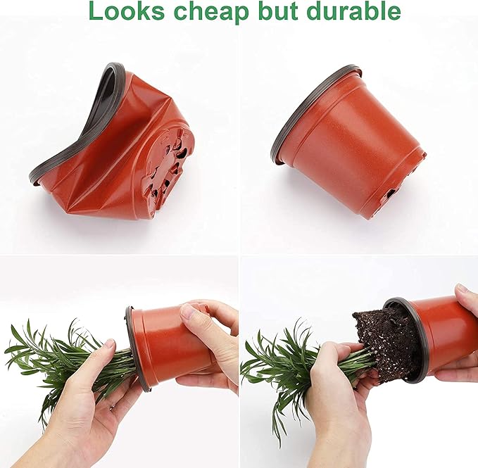 MIXC Plant Nursery Pots with Humidity Dome 4" Soft Transparent Plastic Gardening Pot Planting Containers Cups Planter Small Starter Seed Starting Trays for Seedling with 10pcs Plant Labels，30 Sets