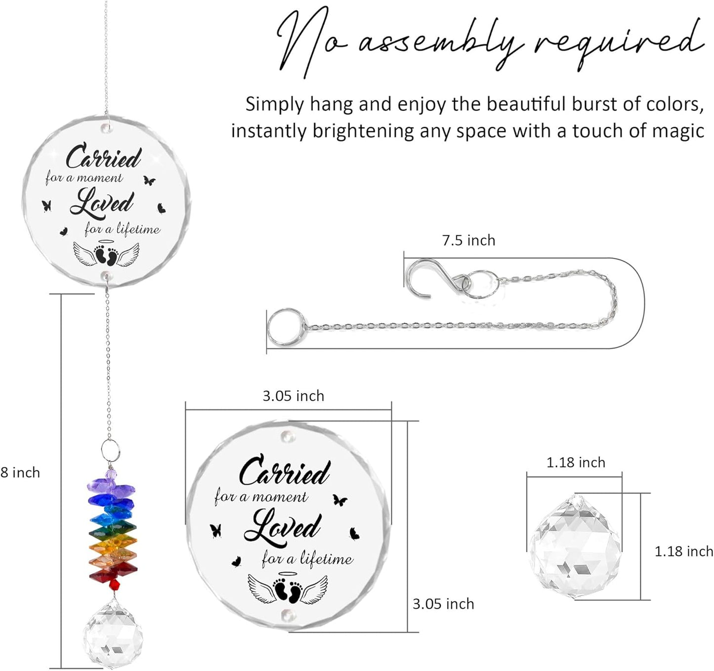 Glass Ornament Suncatcher - Infant Loss Gift - Sympathy Gift for Loss of Loved One - Memorial Ornaments - Heaven Keepsake - Daily Remembrance - Grieving Gifts for Mom, Sisters, Friends