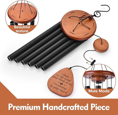 Memorial Sympathy Wind Chimes for Loss of Loved One, Bereavement Gift in Memory, 32" Black