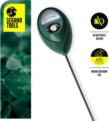 Segomo Tools Soil Moisture Meter - Plant Water Meter - Soil Moisture Sensor & Reader - Moisture Meter for House Plants, Gardens, Lawns & Farms - Soil Tester & Plant Care - Moisture Sensor - SMR01