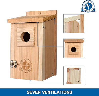 Bird Houses for Outside 1-1/2" Entrance Hole Cedar Wild BirdHouses with Wood Guard Outdoor Bluebird Wren Swallow Finch Assembly Required
