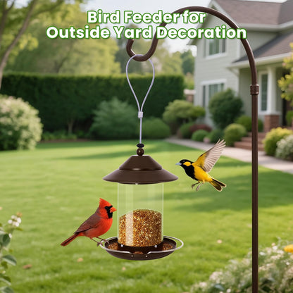 Metal Bird Feeder for Outdoors – 2.4LB Hanging Bird Feeder with 360-degree, Weatherproof & Rust-Resistant, Easy to Fill & Clean for Wild Bird Feeders in Backyard & Garden (Brown)