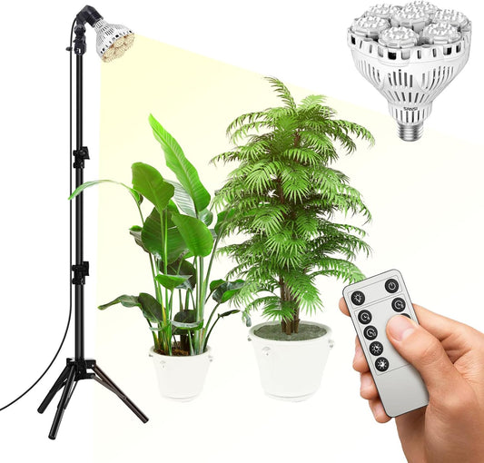 SANSI Grow Lights for Indoor Plants, Dimmable 40W Plant Lights for Indoor Growing, 35.8"-47" Adjustable Tripod Standing Grow Light Plant Light with Remote Control Auto On/Off Timer