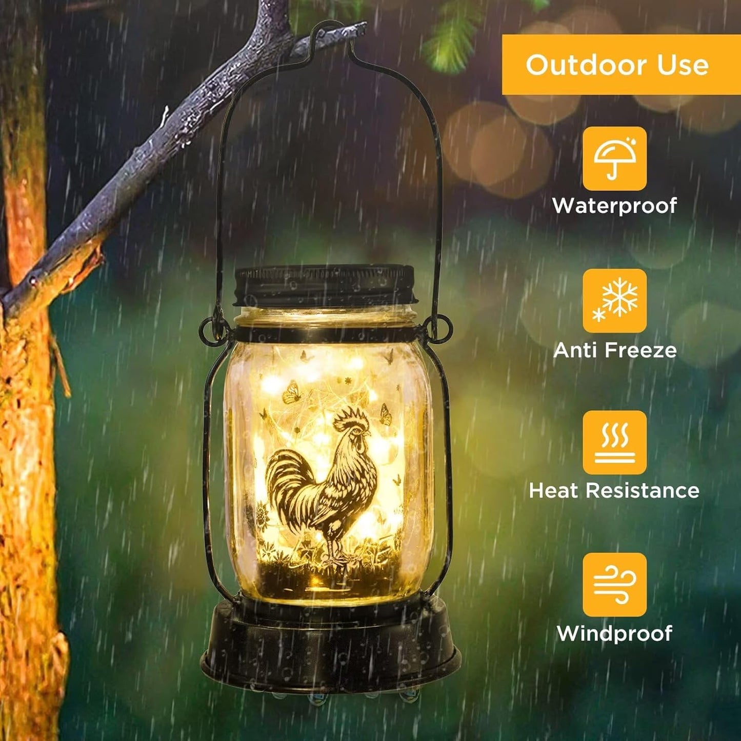 Chicken Gifts for Women/Men Cock Lovers Solar Lantern Mom Birthday, Mothers Day, Christmas Gifts, Solar Garden Decoration Outside for Yard, Patio,Backyard,Porch, Torches