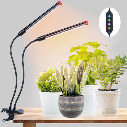 Clip Grow Lights for Seed Starting with Timer, Full Spectrum Brightest Plant Growing Lamps for Indoor Plants, Bonsai, Seedlings, 18 Watt Home Plug But Not 10W Adapter