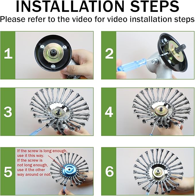 Steel Wire Grass Trimmer Head, Indestructible Weed Eater Head, for High-Power Lithium-Ion and Gasoline Weed Cutters, with Adapter, Wire Weed Trimmer Head for Moss Grass Rust Removal(High Power 8In A)