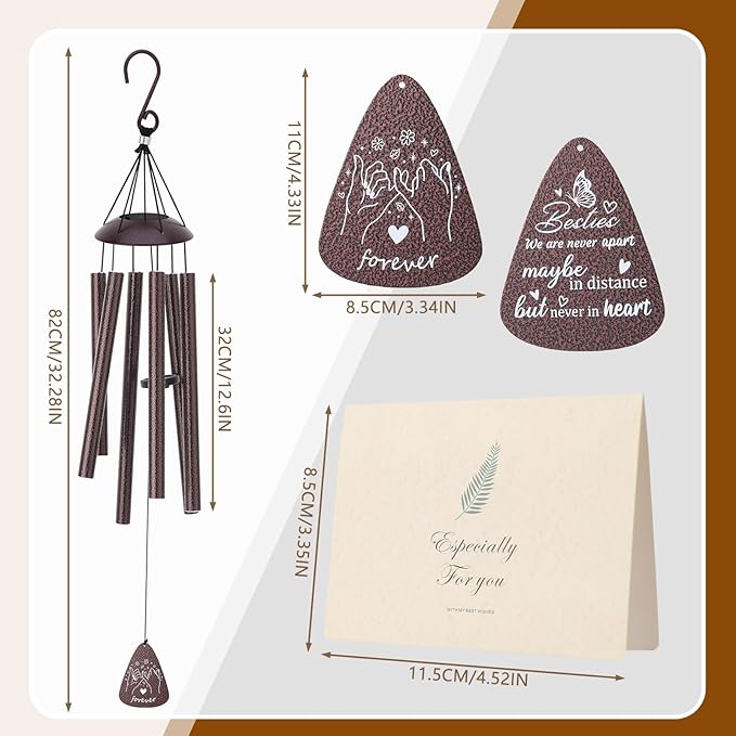 Friendship Gifts,Christmas Birthday Gifts for Best Friend Women Men,33" Best Friend Wind Chimes for Women Men Patio,Window and Garden Decoration