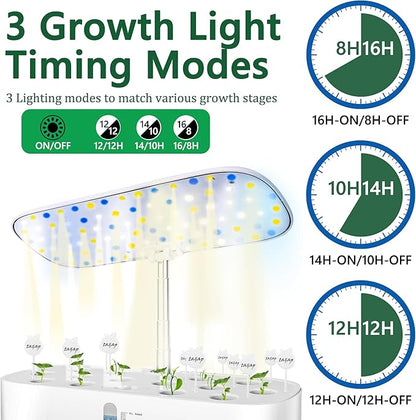 Large Hydroponics Growing System 14 Pods, Indoor Herb Garden with LED Grow Light, 5L Water Tank, Hydroponic Grow Kit with 3 Auto-Timers, Rotatable Light Panel and Child Lock for Home School Gardening