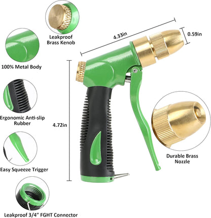 STYDDI Heavy Duty All Metal Adjustable Garden Hose Nozzle, Heavyweight Front-Trigger Adjustable Watering Nozzle, High Pressure Multifunction Hose Nozzle for Plants and Lawn, Car Washing, Patio and Pet