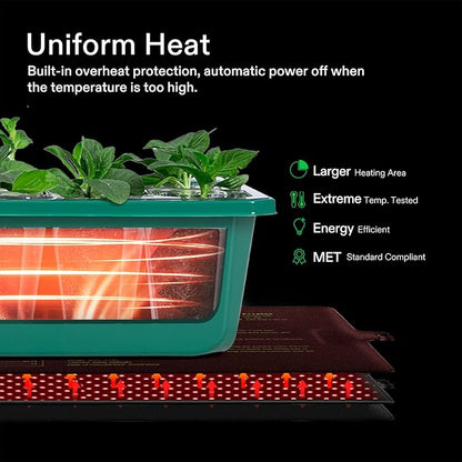VIVOSUN 6-Pack Seed Starter Trays with 10"x20.75" Seedling Heat Mat, Self-Adjusting Dual Digital Display Temperature Controller, 72-Cell Seed Starter Kit with Humidity Dome, Reusable Propagation Trays