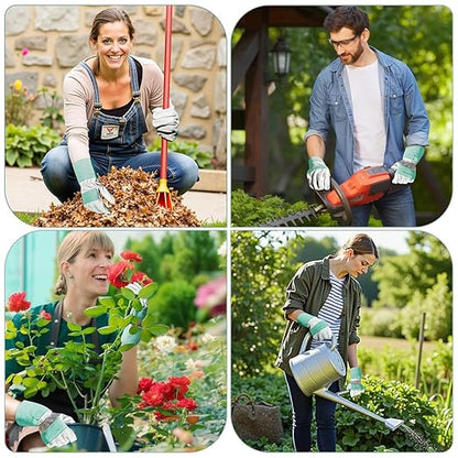 Gardening Gloves, Long Thorn Proof Garden Gloves for Women and Men, Goatskin Breathable Leather Work Gloves for Gardening, Pruning, Yard Work, Turquoise, S