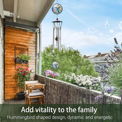 Wind Chimes for Outside 24" Hummingbird Wind Chimes Outdoor Home Patio Garden Decor Hummingbird Gifts Windchimes Outdoors Gift Ideas for Women Mom Grandma Sisters