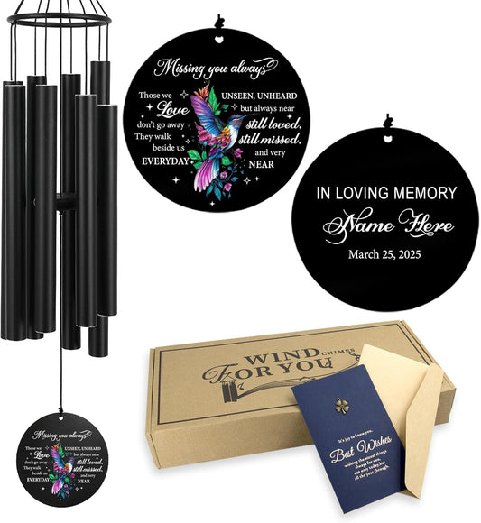 Personalized 36" Memorial Wind Chimes, Bereavement Gift to Honor a Loved One's Remembrance, Sympathy Gift for Loss of Mother Father Husband, for Outdoor Garden