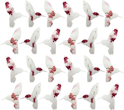 Wildflower Seed Paper - Set of 24 Hummingbird-Shaped for Funeral Favors, Memorial Gifts, & Sympathy Gifts for Loss of Father and Mother (Pink)