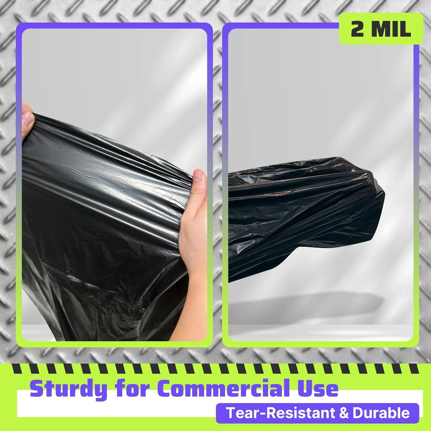 55-60 Gallon Trash Bags 40 Count, 2 Mil Heavy Duty Trash Bags, Durable & Tear-Resistant Trash Can Liners, Large Black Garbage Bags for Household Waste, Kitchen Waste, Yard Trash & Packing Leaves