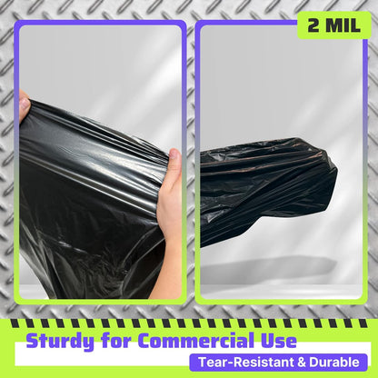 55-60 Gallon Trash Bags 40 Count, 2 Mil Heavy Duty Trash Bags, Durable & Tear-Resistant Trash Can Liners, Large Black Garbage Bags for Household Waste, Kitchen Waste, Yard Trash & Packing Leaves
