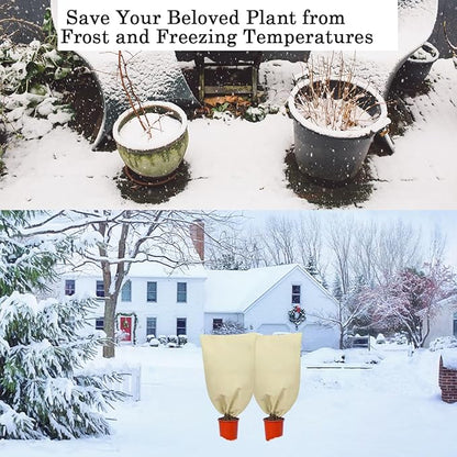 gardtree Winter Tree Covers Freeze Protection 47.2" x 70.8" 3 Packs, Thicker 2.4oz/yd² Garden Covers Frost Protection, Outdoor Plant Protector with Zipper Drawstring for Shrubs, Potted Plants