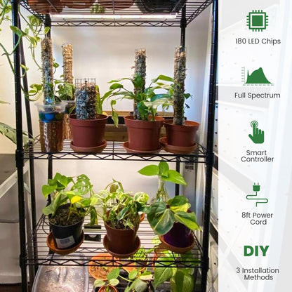 Grow Lights for Indoor Plants Full Spectrum, LED Grow Light Strips with 6/12/16H Timer, 3 Spectrum Modes, 5 Brightness Levels, 180 LEDs Sunlike Plant Lights for Indoor Growing (2 Pack)