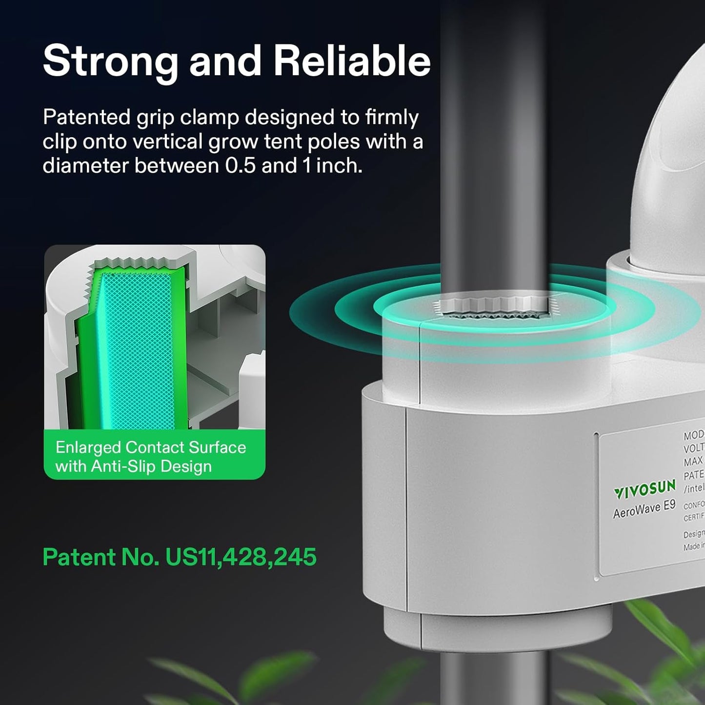 VIVOSUN AeroWave E9 Grow Tent Fan 9", EC Motor, WiFi-Controllable, US Patented Auto Oscillating Clip fan, IP54 Weatherproof, Strong Airflow & Quiet for Hydroponic Ventilation Circulation, White