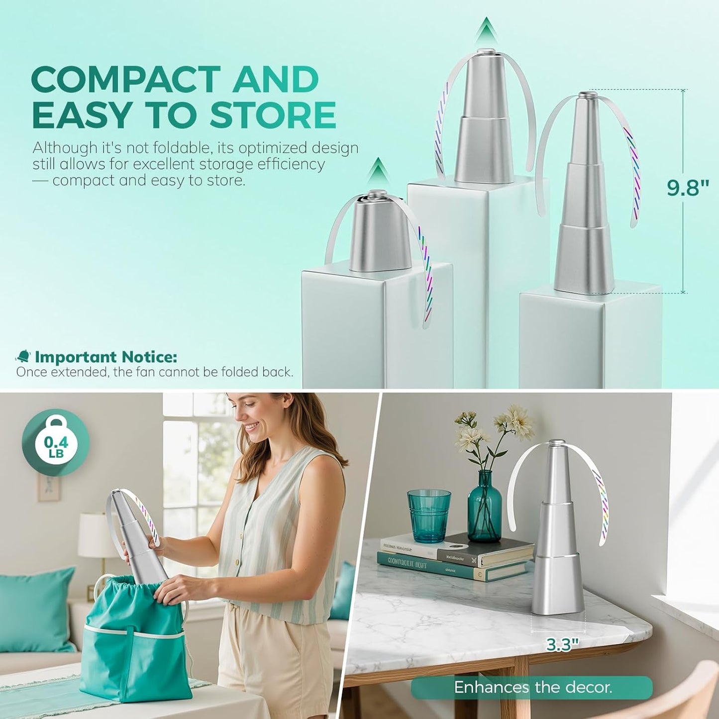 Grete Gotye Portable Battery Powered Food Fans for Tables Up to 15 Hours Working Time, Indoor Outdoor Mute Food Fan with Hook, Tabletop Fan for Home Restaurant Party Picnic Patio (4 Pack Silver)