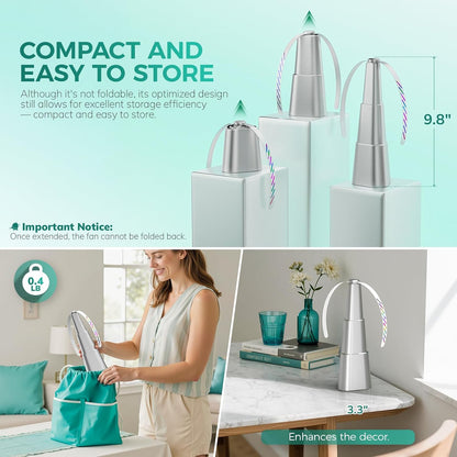 Grete Gotye Portable Battery Powered Food Fans for Tables Up to 15 Hours Working Time, Indoor Outdoor Mute Food Fan with Hook, Tabletop Fan for Home Restaurant Party Picnic Patio (4 Pack Silver)