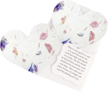 Wildflower Seed Paper - Set of 24 Mixed Heart-Shaped with Envelopes and Planting Instruction, Writable & Plantable Gift for Moms and Plant Lovers, Ideal for Wedding, Memorial, Baby Showers