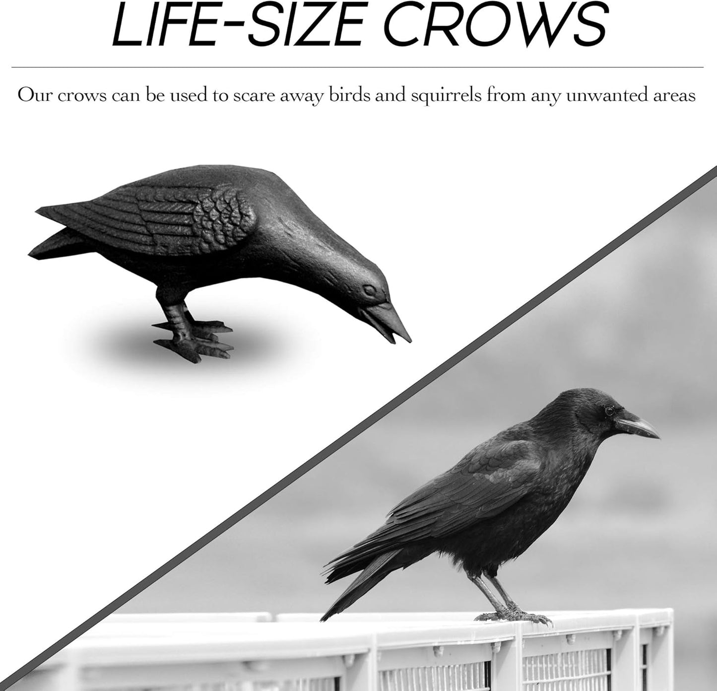 NACH Cast Iron Crow Statue, Head Down Raven, Large Garden Statues, Crow Garden Sculpture, Bird Figurines Home Decor, Crow Decor, Raven Decor, Black Bird Statue, 10 x 3.5 x 6 inches, JS-90-7117