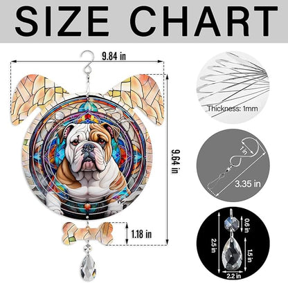 Bulldog Dog Ears Wind Spinner, Bulldog Wind Spinner Hanging for Yard and Garden