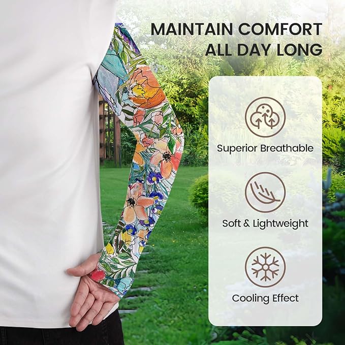Gardening Sleeves Farm Sun Protection Arm Cooling Sleeves Thorn Proof Garden for Women Men with Thumb Hole