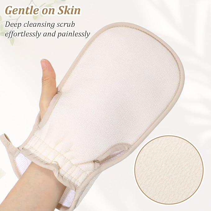 Exfoliating Glove, Korean Exfoliating Mitt with Thumb Holes, Upgraded Deep Exfoliatings Gloves, Body Shower Exfoliator Scrubber, Exfoliator Mitt for Dead Skin Removal, Keratosis Pilaris&Self-Tan Prep