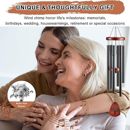 Wind Chimes for Outside, 32" Memorial Wind Chimes for Loss of Loved One Mother Father, Memorial Sympathy Gift Outdoor Garden Patio Decor, Bereavement Gift for Loss of Mom Dad (Classic Black)