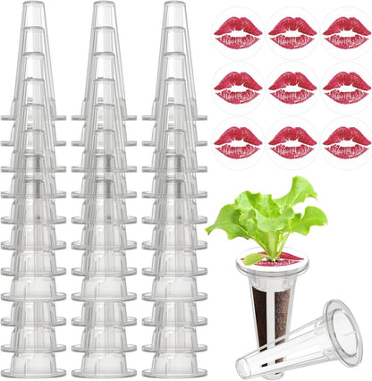 50pcs Grow Baskets for Indoor Hydroponics Supplies with 50pcs Seed Pod Label Stickers Aero Garden Replacement Kit for Smart Hydroponic Growing System