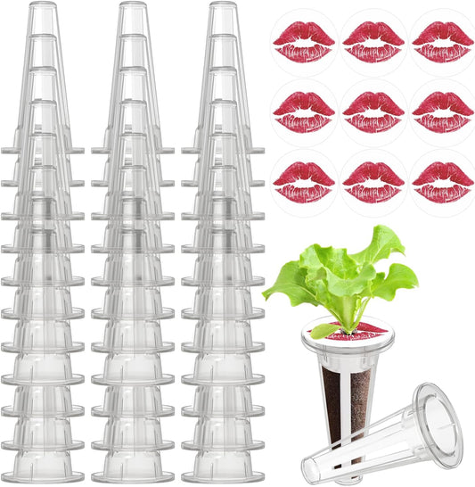 50pcs Grow Baskets for Indoor Hydroponics Supplies with 50pcs Seed Pod Label Stickers Aero Garden Replacement Kit for Smart Hydroponic Growing System