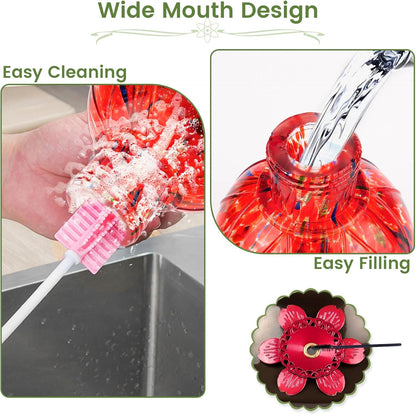 Hummingbird Feeder, BOLITE Glass Hummingbird Feeders for Outdoors Hanging, 20 Ounces, Leak Proof, Meshy Texture Ball Shape Bottle, Red, Birthday Gifts for Women Men, Gifts for Mom Dad