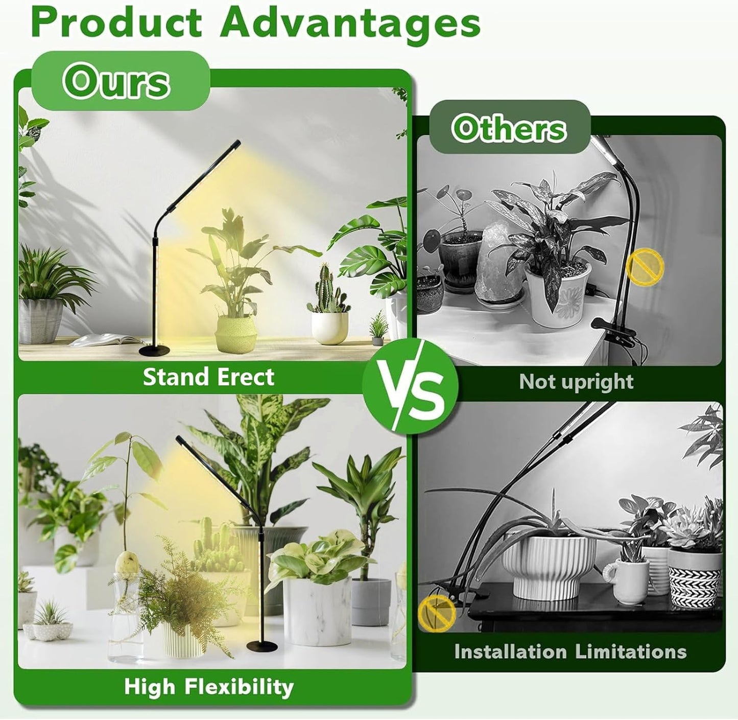 Grow Light for Indoor Plants with Timer, 28.7" Flexible Gooseneck Plant Light for Desk, 4-Dimming Levels & Auto 3/9/12H Timer, USB Powered Office Grow Light for Succulents, Herbs, Monstera