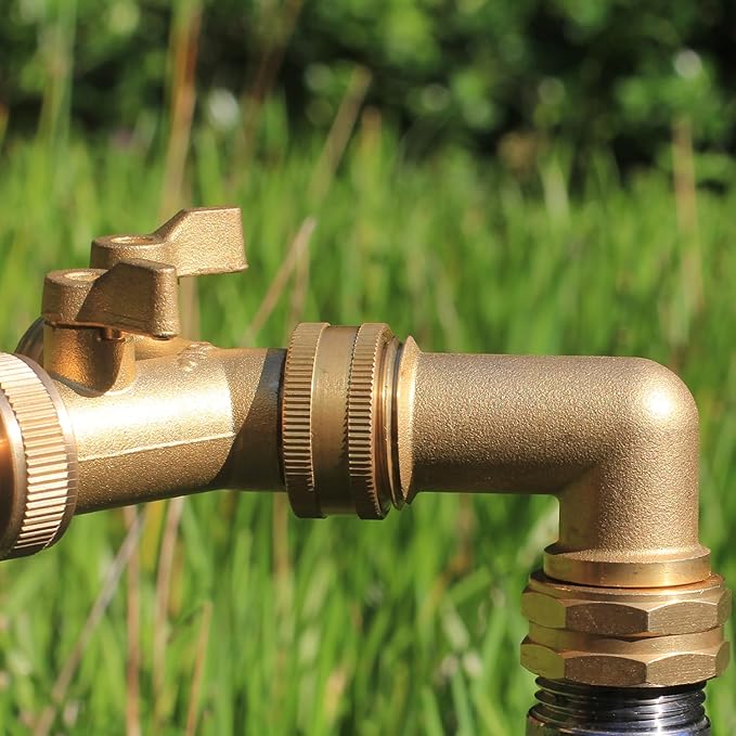 Garden Hose Elbow Connector 90 Degree Solid Brass Pipe Fittings Hose Elbow -Eliminates Stress and Strain On RV Water Intake Hose Adapter 3/4" FHT x 3/4" MHT (10 SETS)