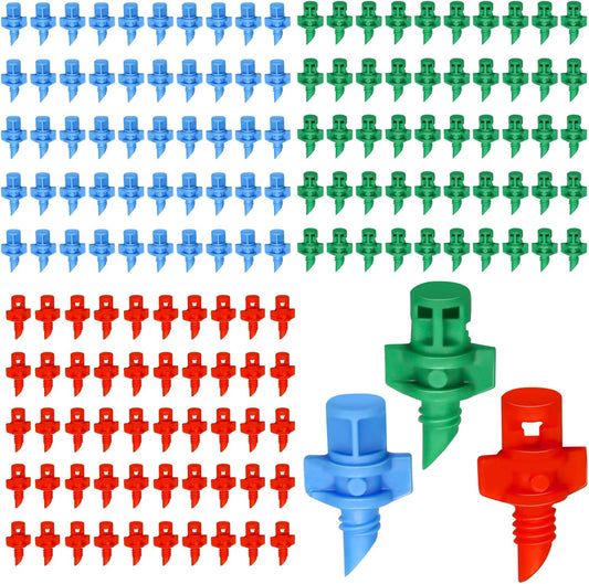 150Pcs Drip Irrigation Emitters, Micro Sprinkler Heads Misting Sprinkler Refraction Micro Sprayer Nozzles for Plants Lawn Water System (90/180/360 Degrees)