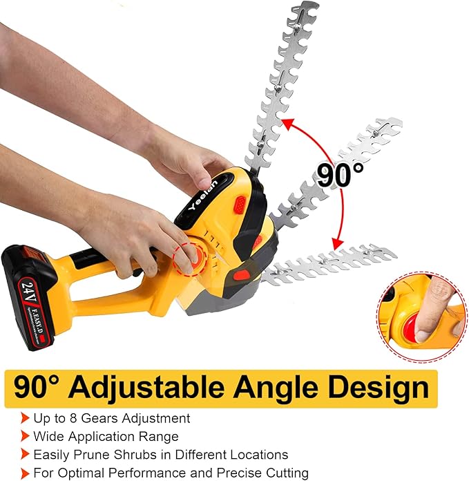 24V Hedge Trimmer Cordless & Grass Shear, Yeelan 2 in 1 Handheld Shrub Trimmer Electric Bush Trimmer, Portable Power Hedge Shears & Grass Cutter with 2 Pcs Rechargeable Batterys for Garden & Lawn