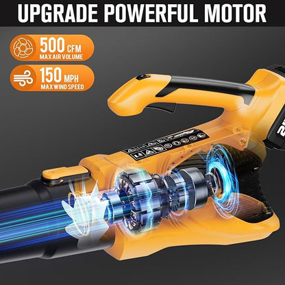 Leaf Blower Cordless 21V 500CFM Powerful Electric Leaf Blower with (2) 4.0Ah Batteries and Charger, Variable-Speed, Handheld Rechargeable Battery Powered Blowers for Lawn Care, Yard Clearance, Leaves