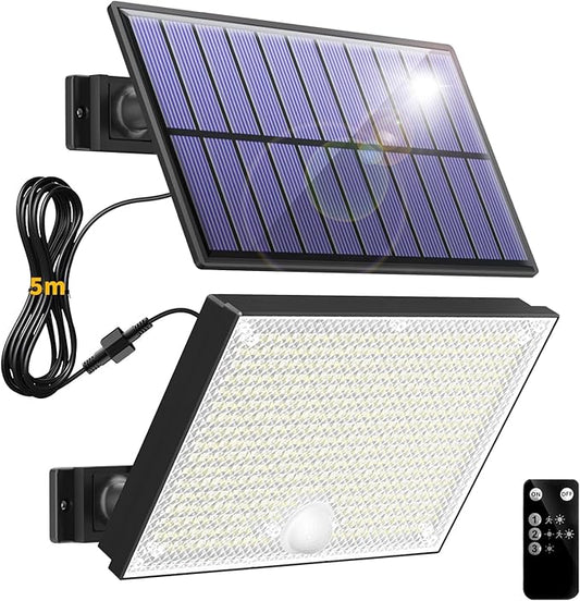 400LED Solar Lights Outdoor,IP67 Waterproof Solar Flood Lights,3 Modes & Remote Control Motion Sensor Outdoor Light for Garden, Garage, Patio, Pathway (2 Pack)