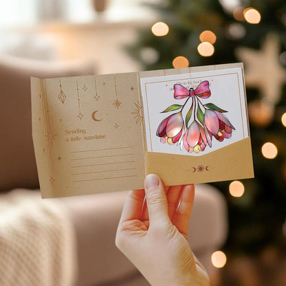 Pink Bell Flower Acrylic Suncatcher Stained Glass Effect Window Car Hanging Christmas Ornament Indoor Outdoor Decor Garden Sun Catcher Panel Gifts for Flower Lover for Women Mom Grandma