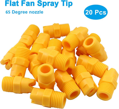 20Pcs 1/4" NPT Male Thread Flat Fan Sprayer Tip 80 Degree Yellow Nozzle Sprayer Nozzle for Industrial Agricultural Equipment Irrigation Cooling
