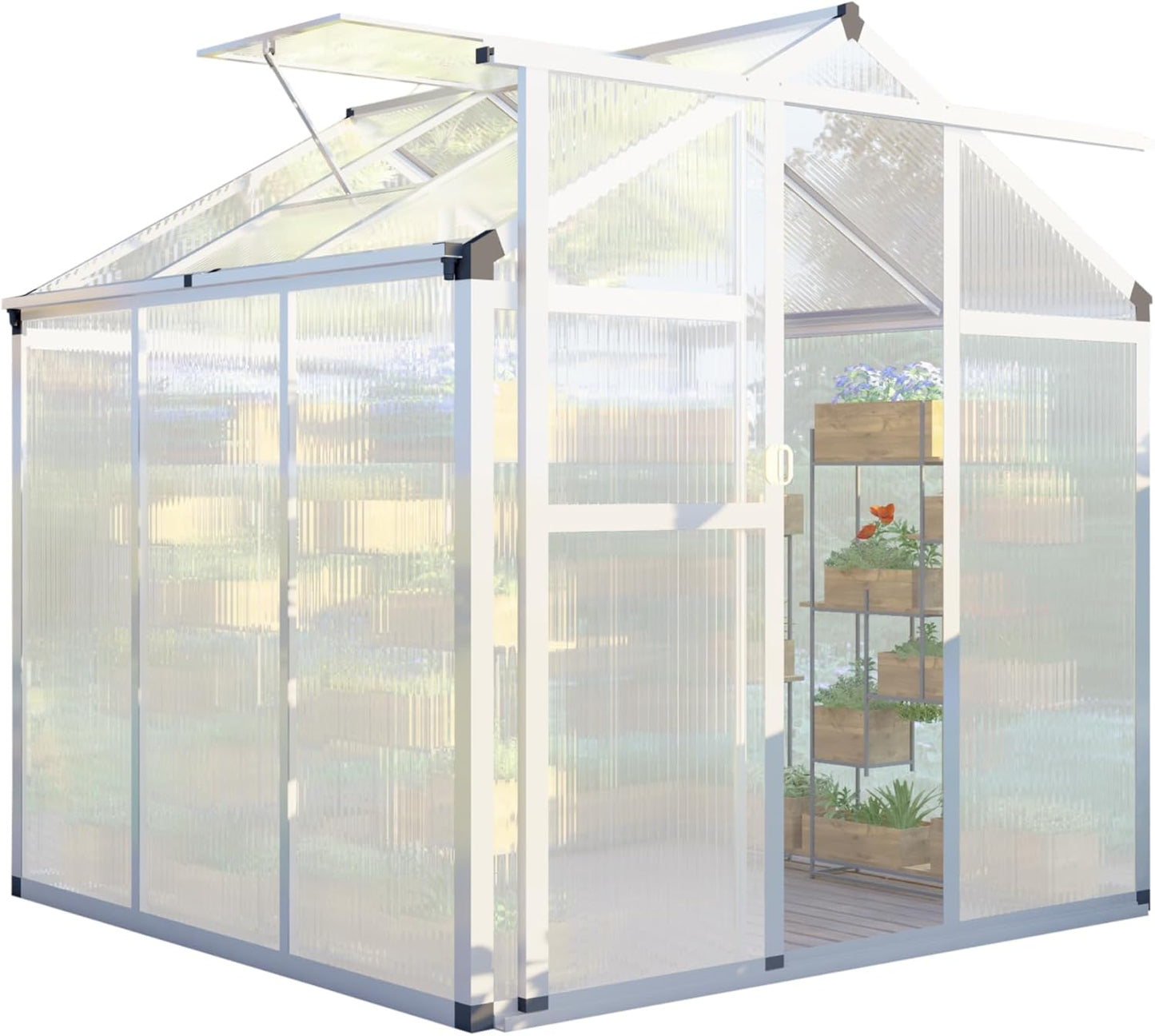 CQZY 6x6 FT Aluminum Greenhouse for Outside,Silver